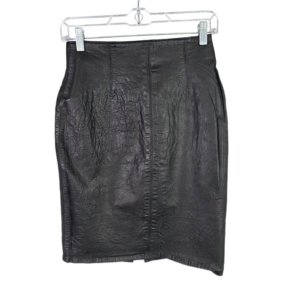 Womens Miss Jacksons Tulsa Lanna Black 100% Leather Pencil Skirt Lined Size 10 - Picture 1 of 8